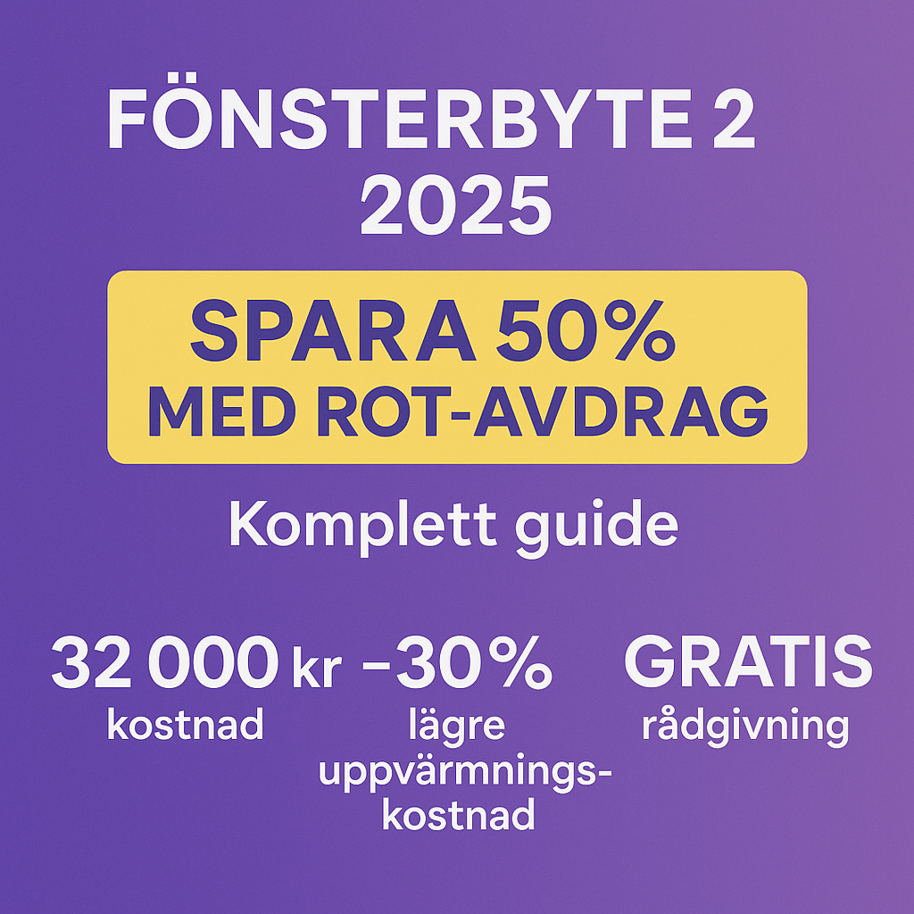 Fönsterbyte 2025: Spara 50% med ROT-avdrag – Komplett guide